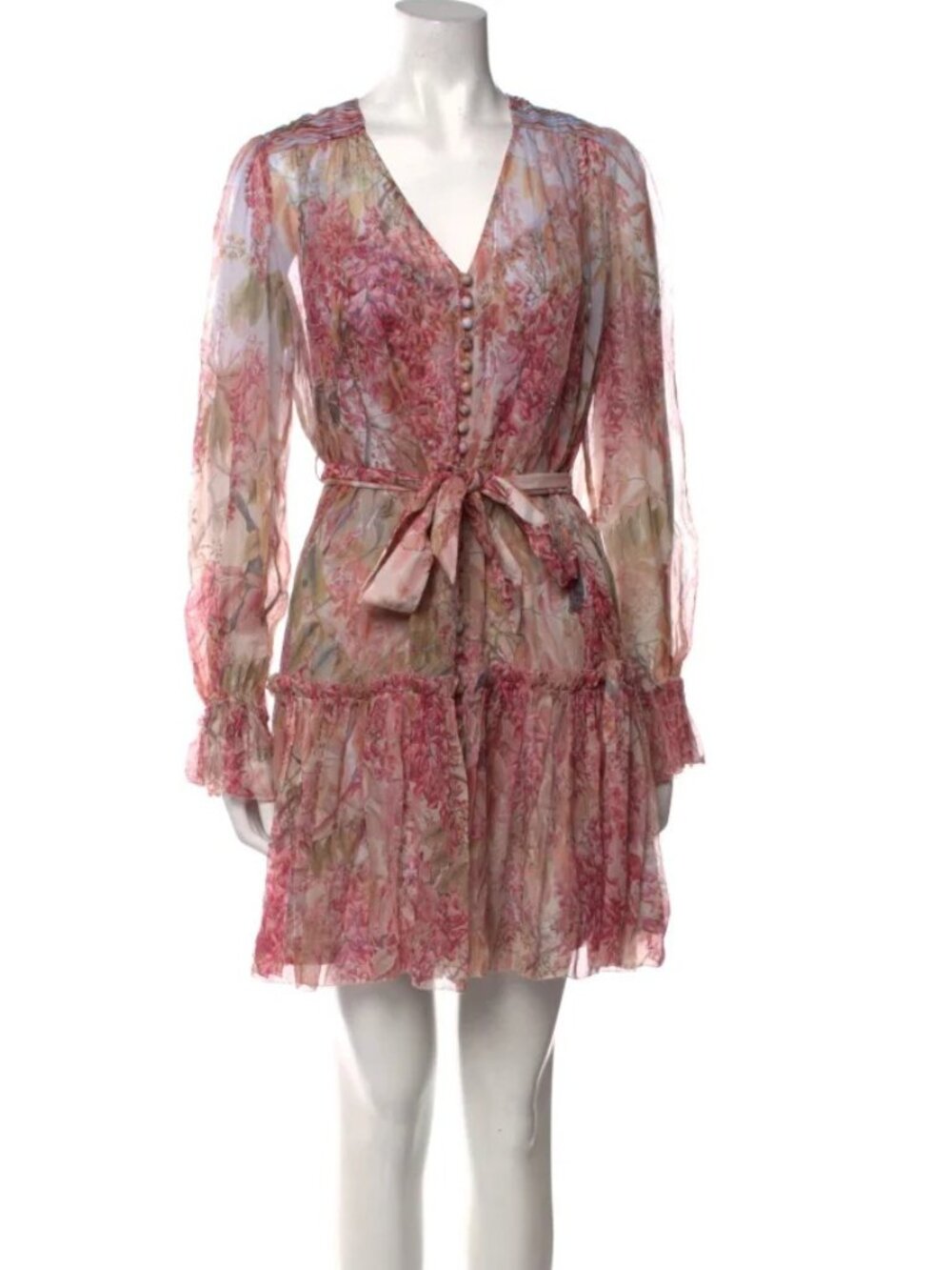 Zimmermann Botanica Smocked Yoke Silk Mini Dress Milettia Floral 1 S